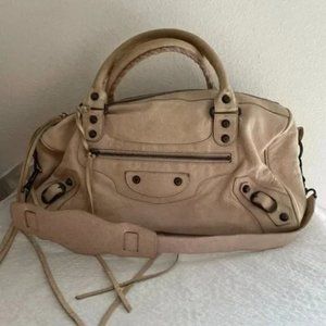 Authentic BALENCIAGA Motocross Classic First Lambskin Leather bag